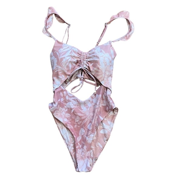 P2F Cheeky Women’s S Pink White Swimsuit One Piece Summer Beach Pool suit - Picture 1 of 11